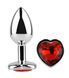 Анальна пробка з кристалом EGZO - Silver Heart Plug Red size M, Сріблястий