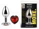 Анальна пробка з кристалом EGZO - Silver Heart Plug Red size M, Сріблястий