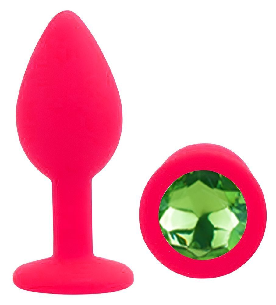 Силиконовая анальная пробка EGZO - Silicone Pink Round Plug Green, size S, Розовый
