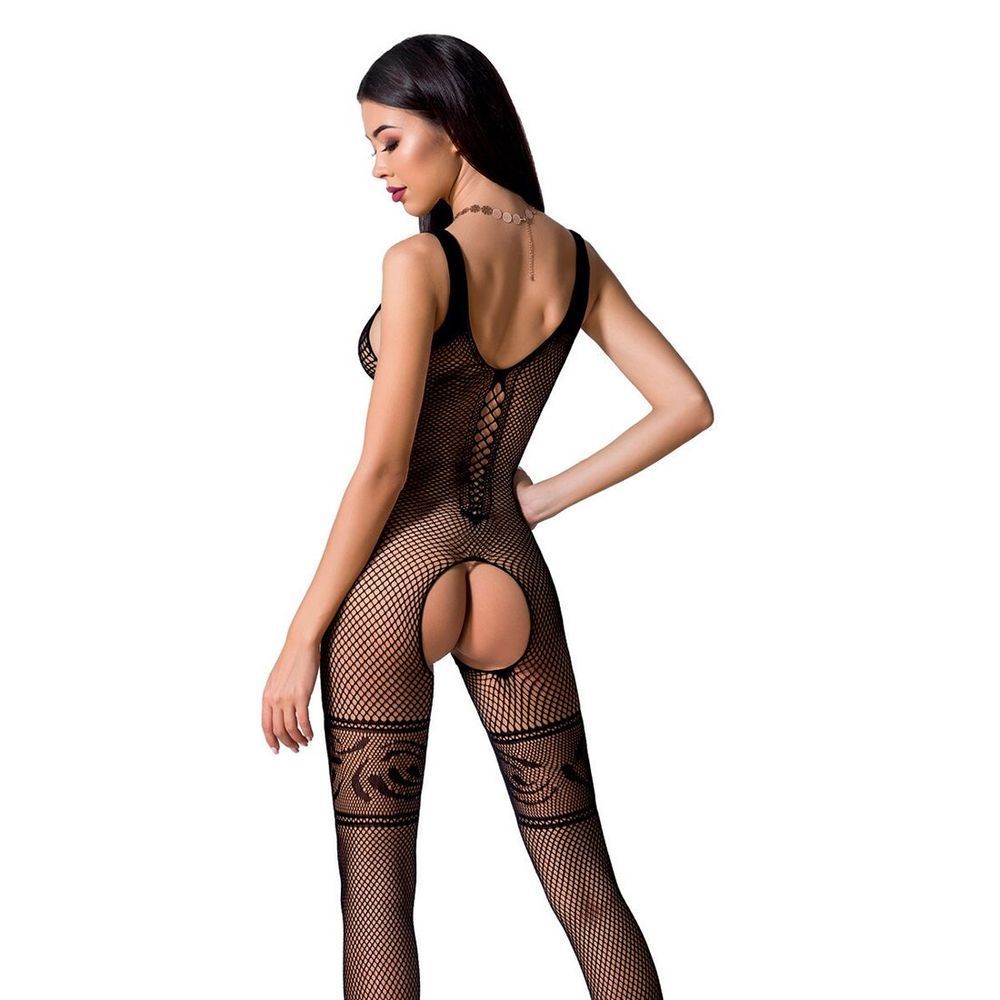Бодістокінг Passion BS069 black, комбінезон, імітація панчох та боді