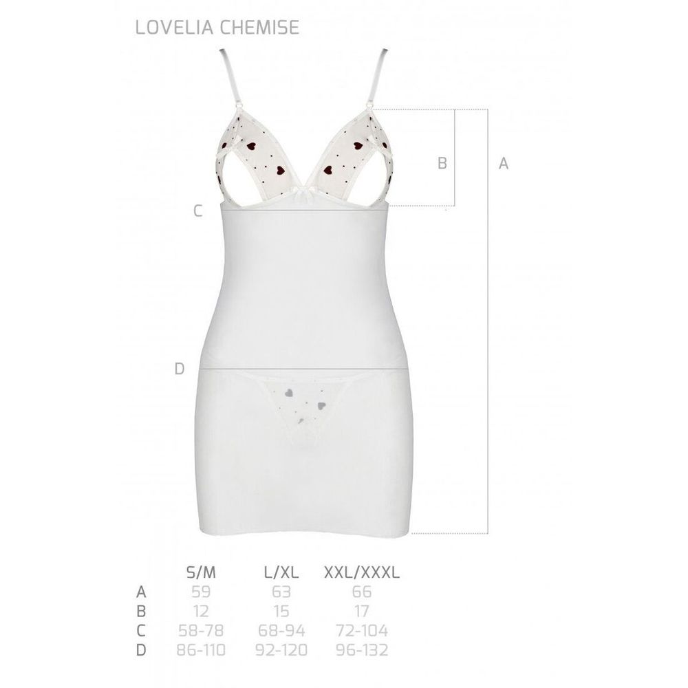 Сорочка с вырезами на груди + стринги LOVELIA CHEMISE white S/M - Passion