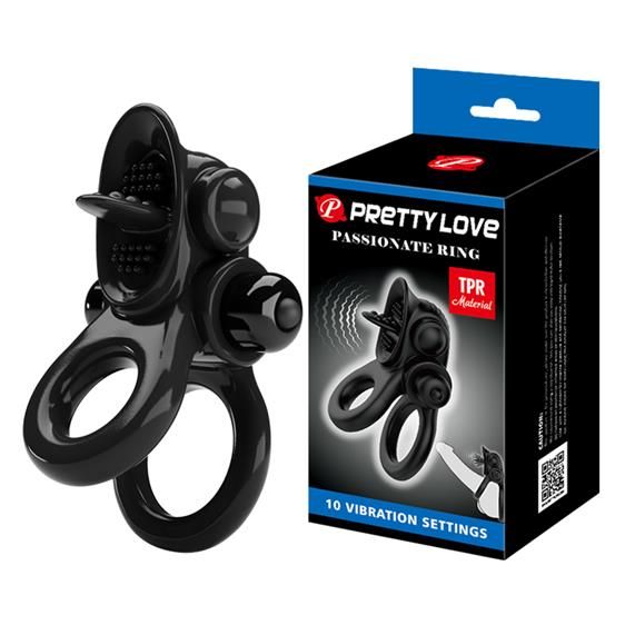 Ерекційне кільце - Pretty Love Vibrating Pasionate Cock Ring Black