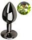 Анальна пробка з кристалом EGZO - Dark Gray Round Plug Green, size S, Темное серебро