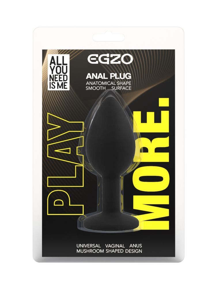 Силиконовая анальная пробка EGZO - Silicone Black Round Plug Rose, size S, Черный