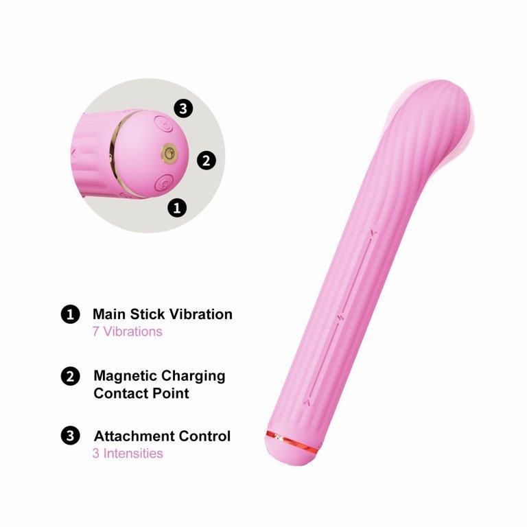 Вибратор для точки G с насадками Otouch Magic Stick S1 Plus, розовый, Розовый