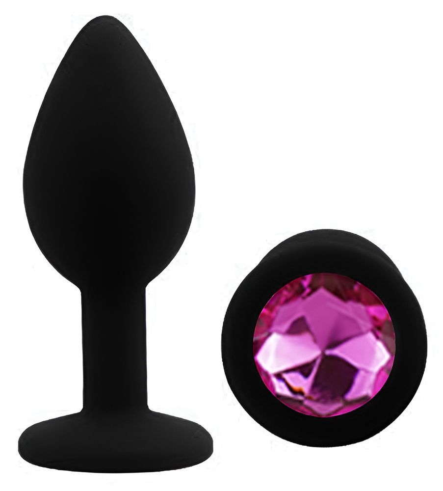 Силиконовая анальная пробка EGZO - Silicone Black Round Plug Rose, size S, Черный