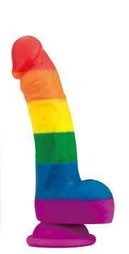 Фалоімітатор Prider Dildo 8" &mdash; райдужний, силікон, з присоскою, Райдужний