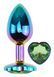 Анальная пробка с кристаллом EGZO - Multicolor Heart Plug Green size M, Мультиколор