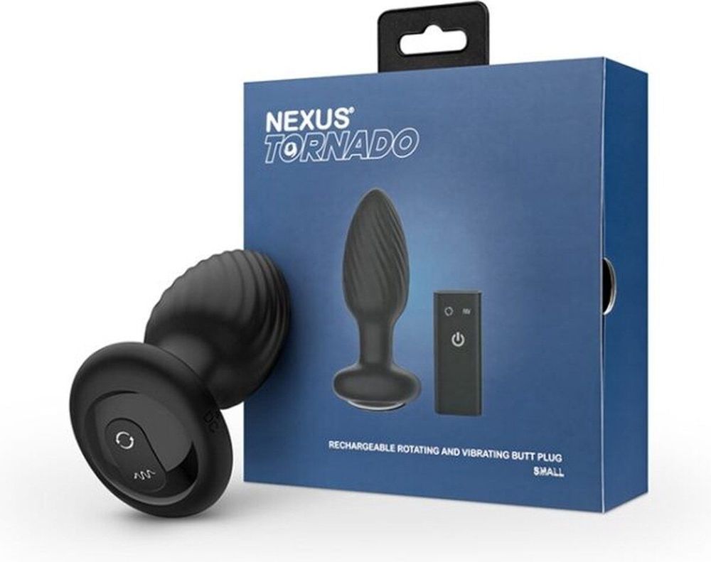 Анальная пробка Nexus TORNADO Small, ротация+вибрация, пульт ДУ, Черный