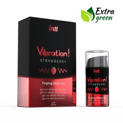 Жидкий вибратор Intt Vibration Strawberry  EXTRA GREEN 15 мл