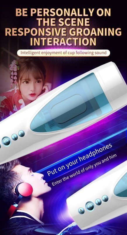 Мастурбатор Vibrating, Rotating and Flashing Masturbation USB 10+10 Function / Talk Mode, Белый