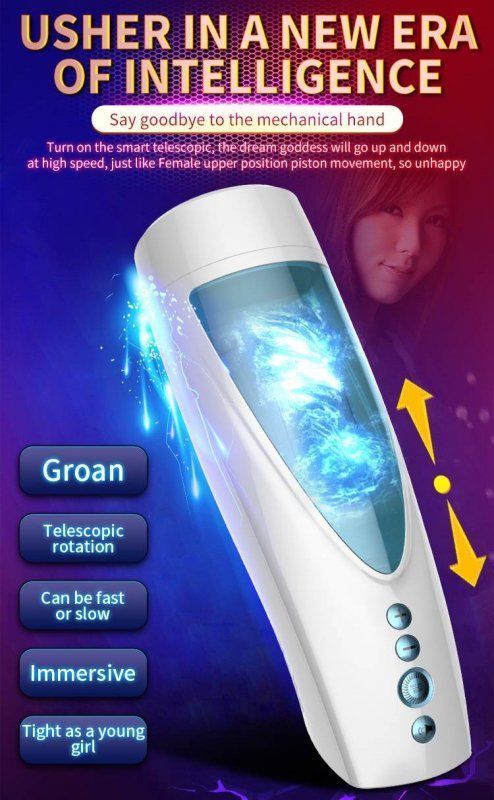 Мастурбатор Vibrating, Rotating and Flashing Masturbation USB 10+10 Function / Talk Mode, Белый