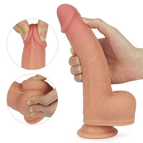 Вібратор з ротацією та підігрівом Dual-Layered Silicone Nature Cock Anthony 8.5, тілесний, тілесний