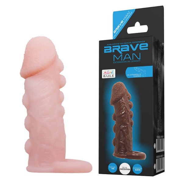 Насадка на пенис бежева Brave Men Penis Sleeve Flesh