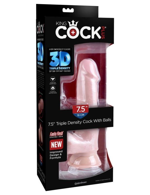 Фалоімітатор King Cock+ 7.5&Prime; &mdash; Fanta Flesh, потрійна щільність, тілесний