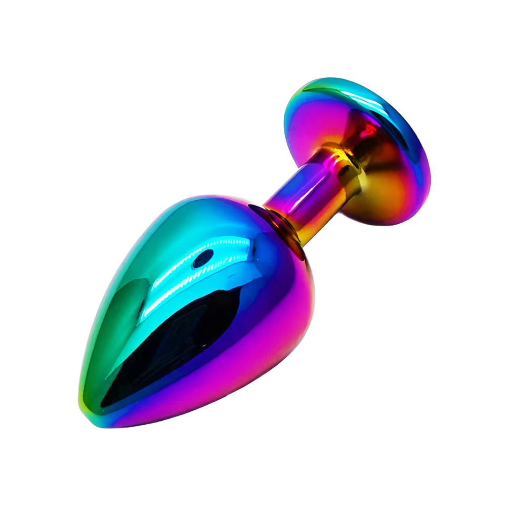 Анальная пробка с кристаллом EGZO - Multicolor Round Plug Rainbow size S, Мультиколор