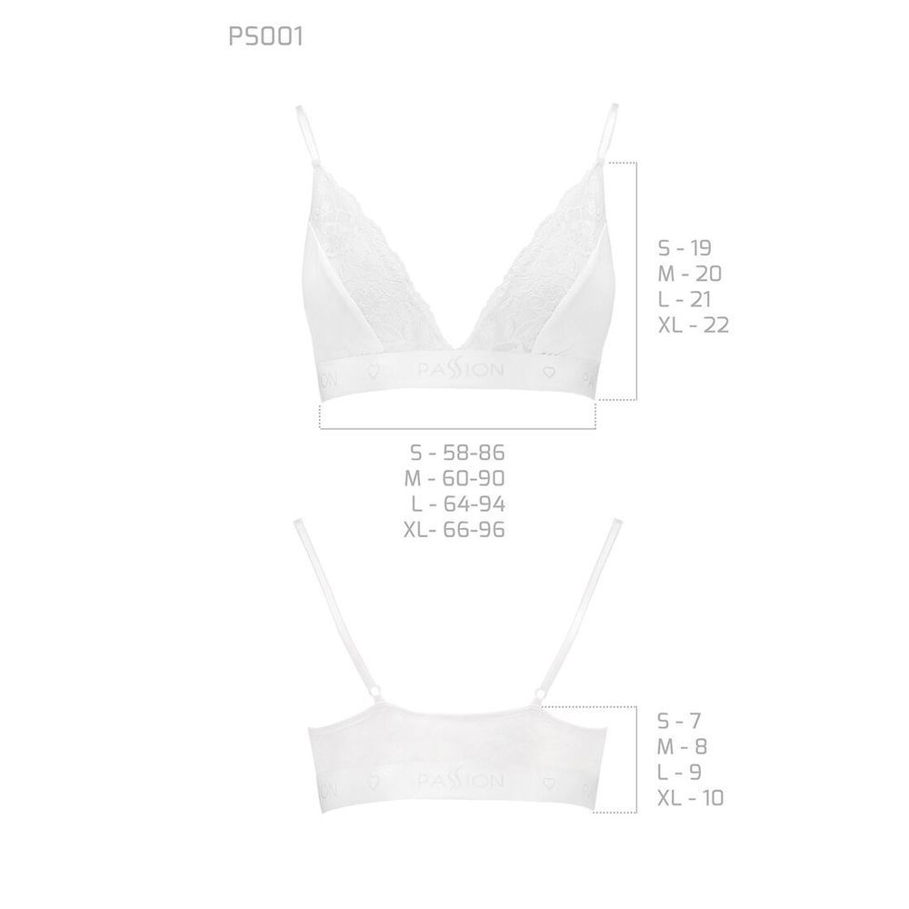 Еластичний топ із мереживом Passion PS001 TOP white, size XL