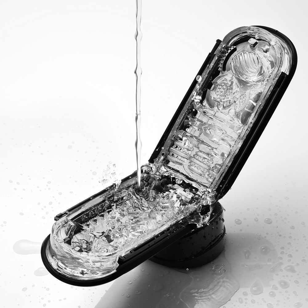 Мастурбатор Tenga Flip Zero Black, змінна інтенсивність стимуляції, розкладний, Прозрачный, черный