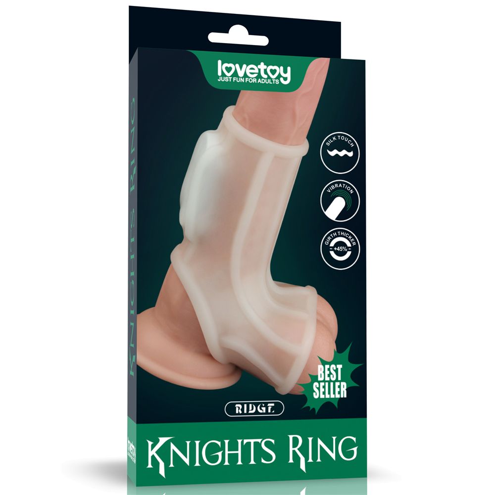 Насадка на член - Vibrating Silk Knights Ring with Scrotum Sleeve White