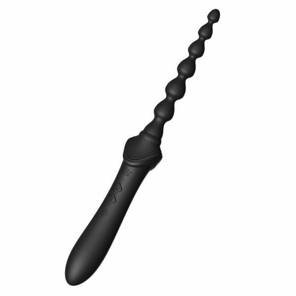 Мультифункціональний вібратор Zalo - Bess 2 Obsidian Black, 4 насадки, підігрів, Черный