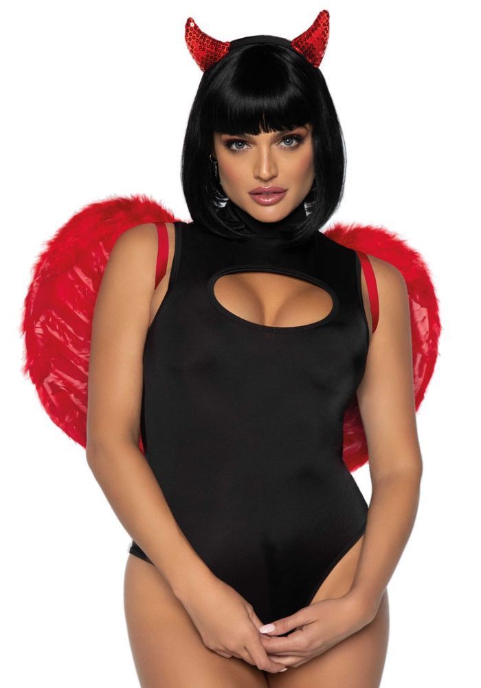 Крила дияволиці Leg Avenue devil wings Red, справжні пір'я