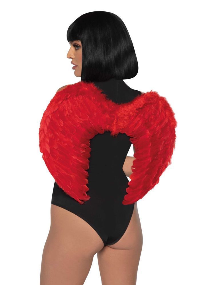 Крила дияволиці Leg Avenue devil wings Red, справжні пір'я