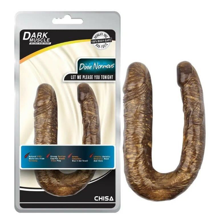 Двохкінцевий фалоімітатор Dark Muscle Dixie Normous, золотий, Золотий