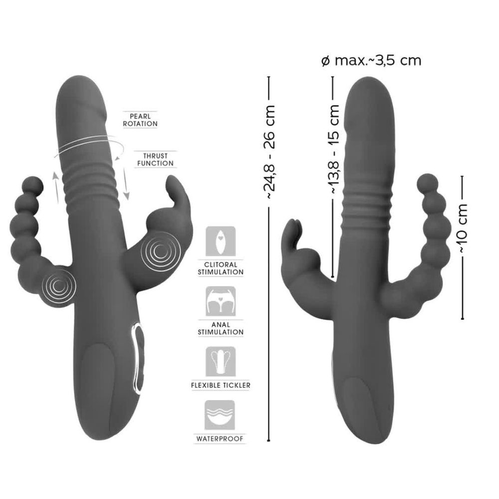 Анально-вагинально-клиторальный вибратор с ротацией и толчками Sweet Smile Thrusting Pearl Triple Vibrator
