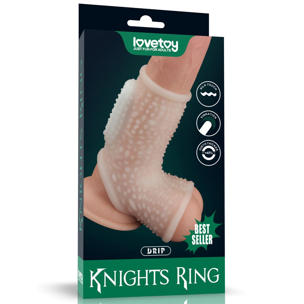 Насадка на член - Vibrating Silk Knights Ring with Scrotum Sleeve White