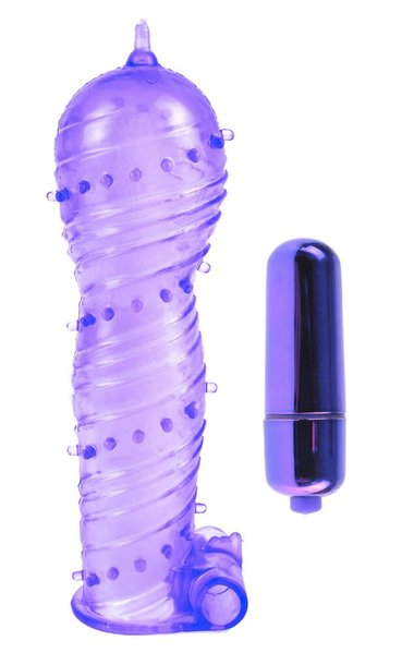 Насадка на пенис фіолетова Classix Textured Sleeve And Bullet Purple