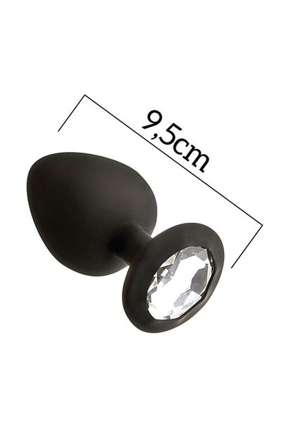 Анальна пробка із кристалом MAI Attraction Toys №49 Black, довжина 9,5см, діаметр 4см