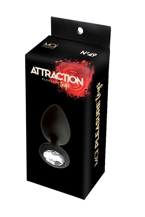 Анальная пробка с кристаллом MAI Attraction Toys №49 Black, длина 9,5см, диаметр 4см