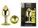 Анальная пробка с кристаллом EGZO - Gold Round Plug Lime size M, Золотой