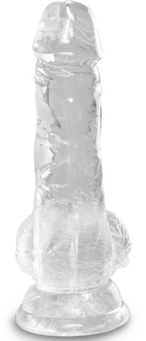 Фалоімітатор King Cock Clear 5&Prime; &mdash; компактний, з мошонкою, Прозрачный