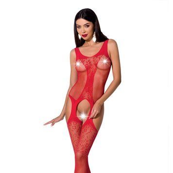Бодістокінг з імітацією панчох та ажурною вставкою Passion BS072 red