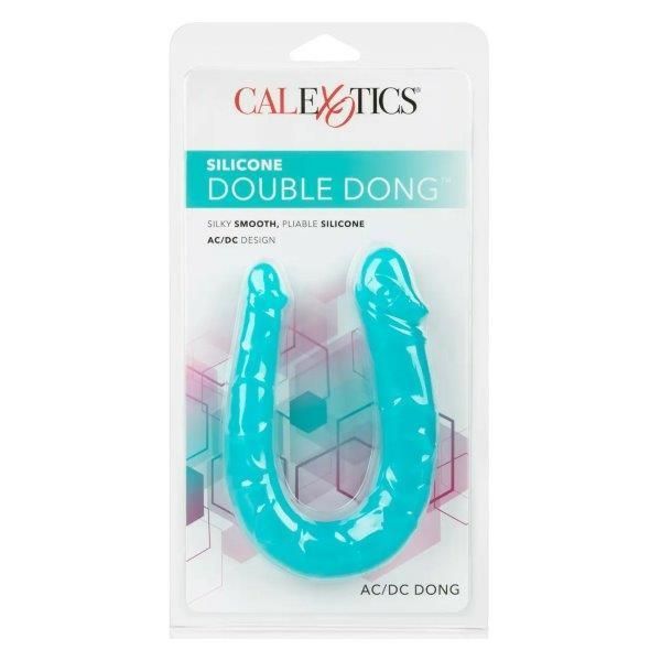 Двухконечный фаллоимитатор Silicone Double Dong AC DC Dong, бирюзовый, Бирюзовый