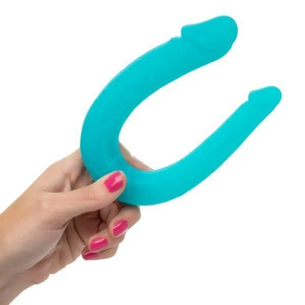 Двухконечный фаллоимитатор Silicone Double Dong AC DC Dong, бирюзовый, Бирюзовый