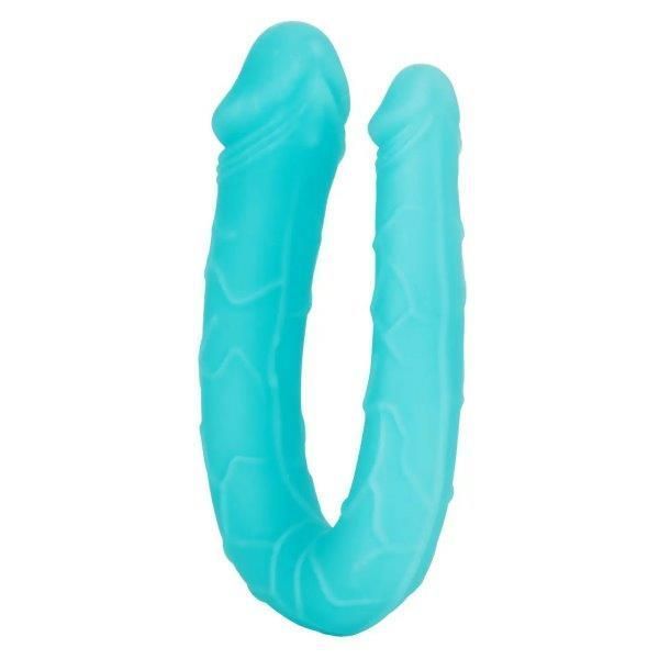 Двухконечный фаллоимитатор Silicone Double Dong AC DC Dong, бирюзовый, Бирюзовый