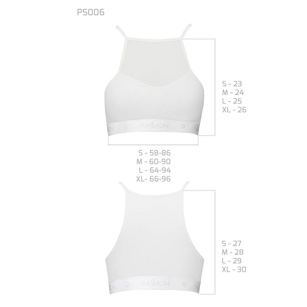 Спортивний топ із прозорою вставкою Passion PS006 TOP white, size L