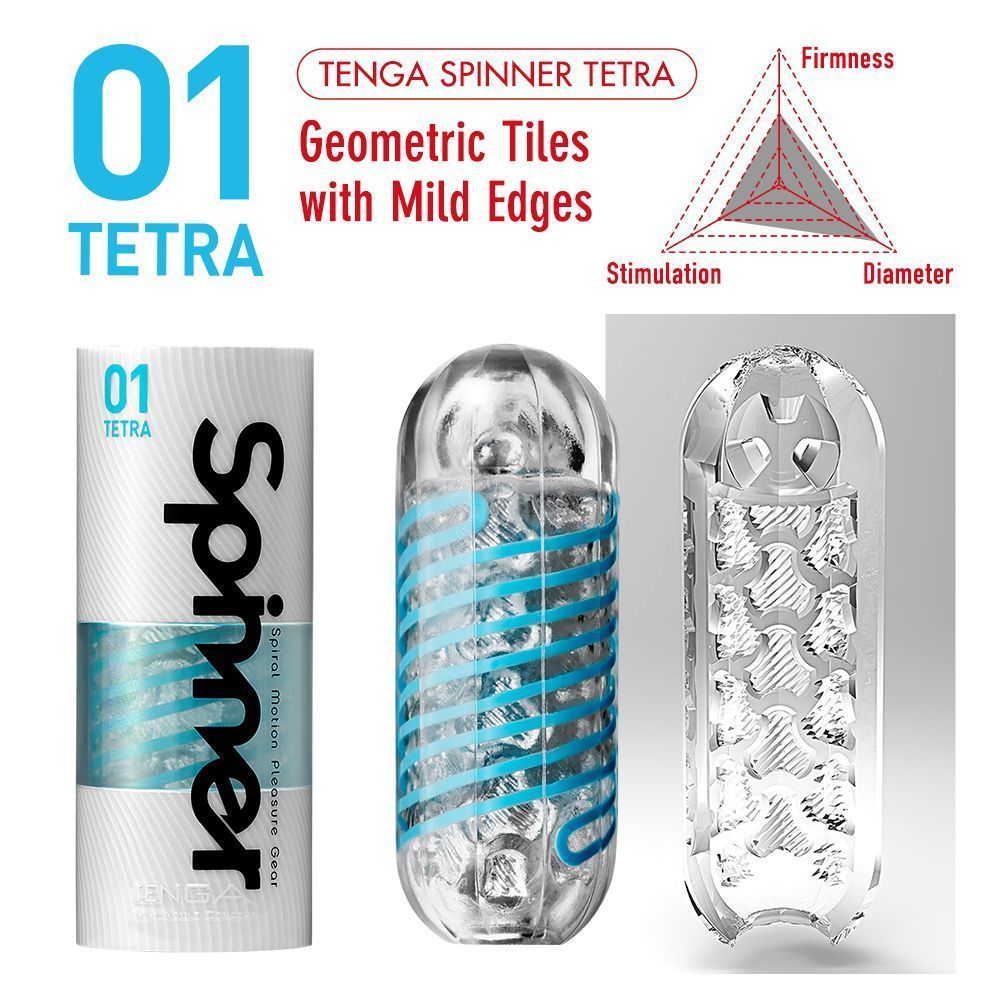 Мастурбатор Tenga Spinner 01 Tetra з пружною стимулюючою спіраллю всередині, ніжна спіраль, Прозрачный