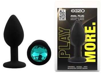 Силиконовая анальная пробка EGZO - Silicone Black Round Plug Marine, size S, Черный