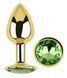 Анальная пробка с кристаллом EGZO - Gold Round Plug Green size M, Золотой