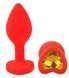 Силиконовая анальная пробка EGZO - Silicone Red Heart Plug Yellow, size S, Красный