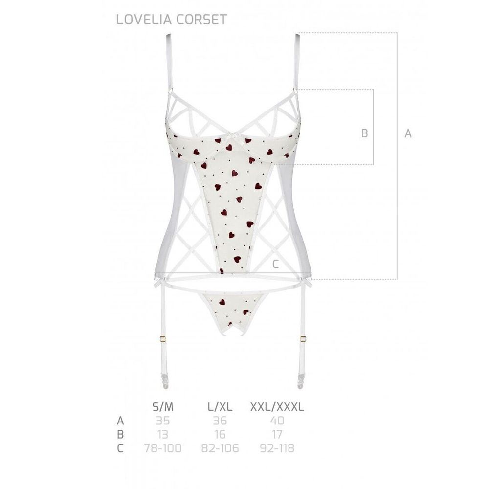 Корсет із підв'язками + стрінги LOVELIA CORSET white S/M - Passion