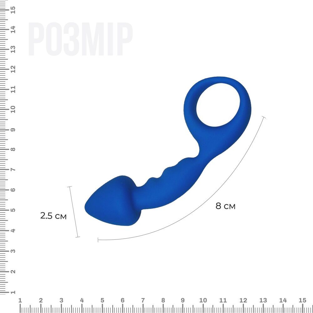 Анальна пробка Adrien Lastic Budy Blue зі стимулюючою ніжкою, макс. діаметр 2,5см