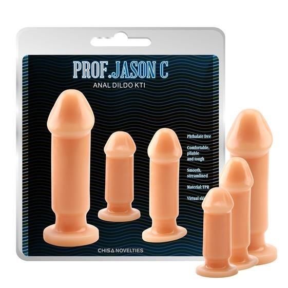Набір з 3 анальних пробок Prof. Jason C Anal Dildo Kit, тілесний, тілесний