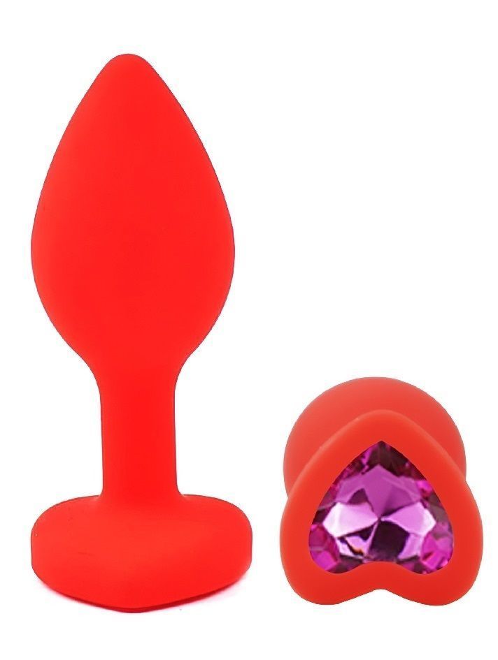 Силиконовая анальная пробка EGZO - Silicone Red Heart Plug Rose, size S, Красный