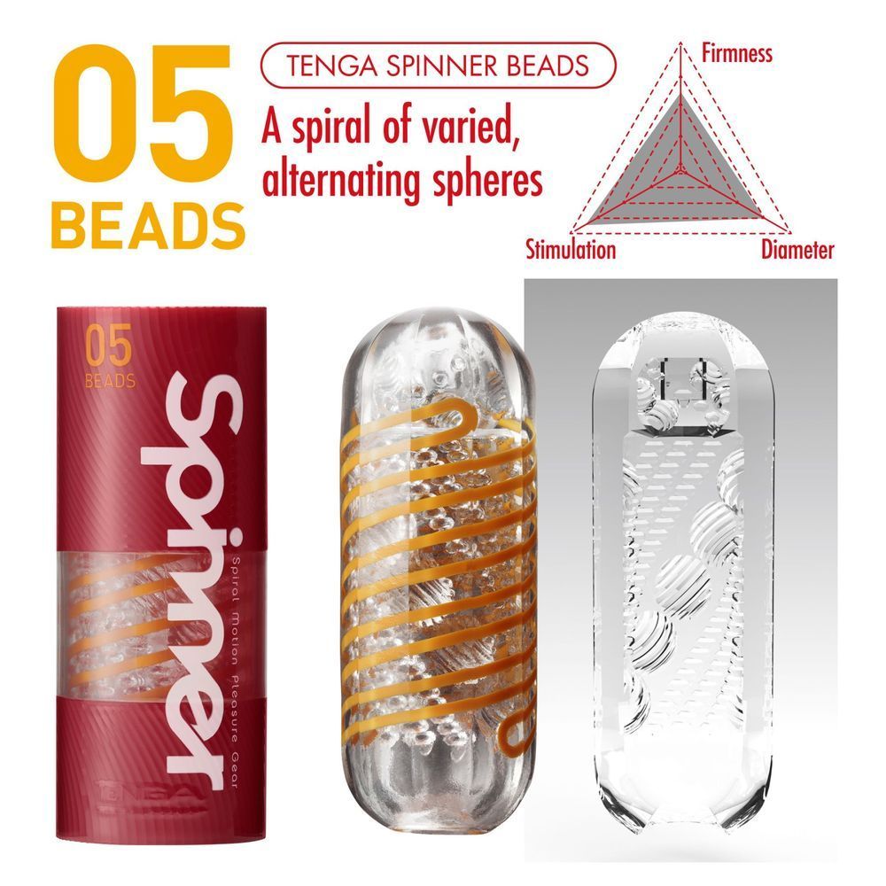 Мастурбатор Tenga Spinner 05 Beads с упругой стимулирующей спиралью внутри, Прозрачный