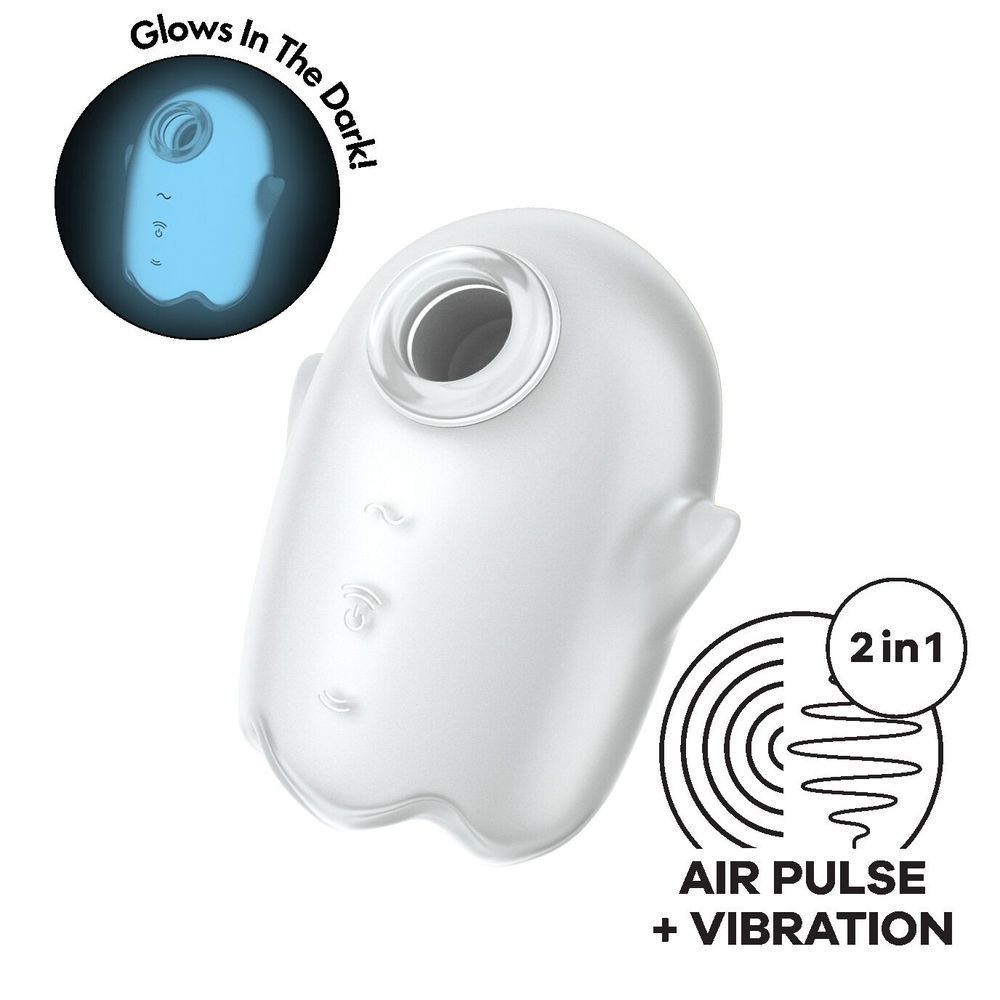 Симулятор орального сексу для жінок із вібрацією Satisfyer Glowing Ghost, білий, Білий