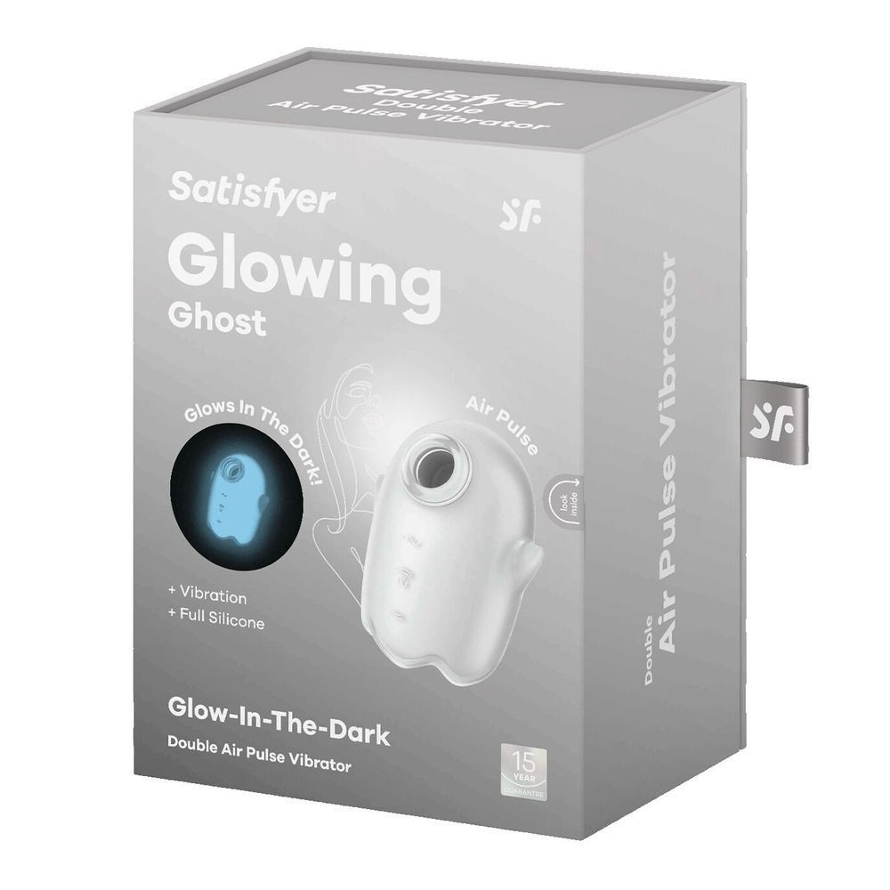 Симулятор орального сексу для жінок із вібрацією Satisfyer Glowing Ghost, білий, Білий